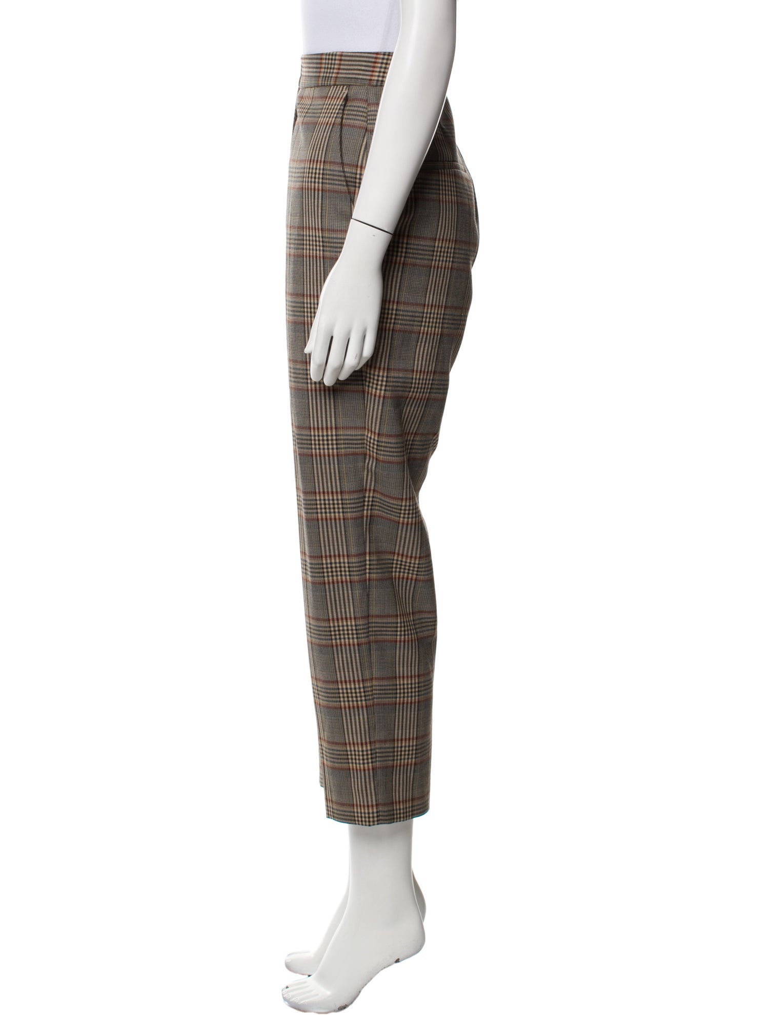 Sandro Plaid Print Straight Leg Pants