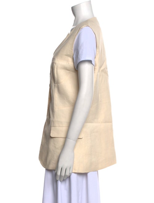 Sandro Linen V-Neck Button-Up Top