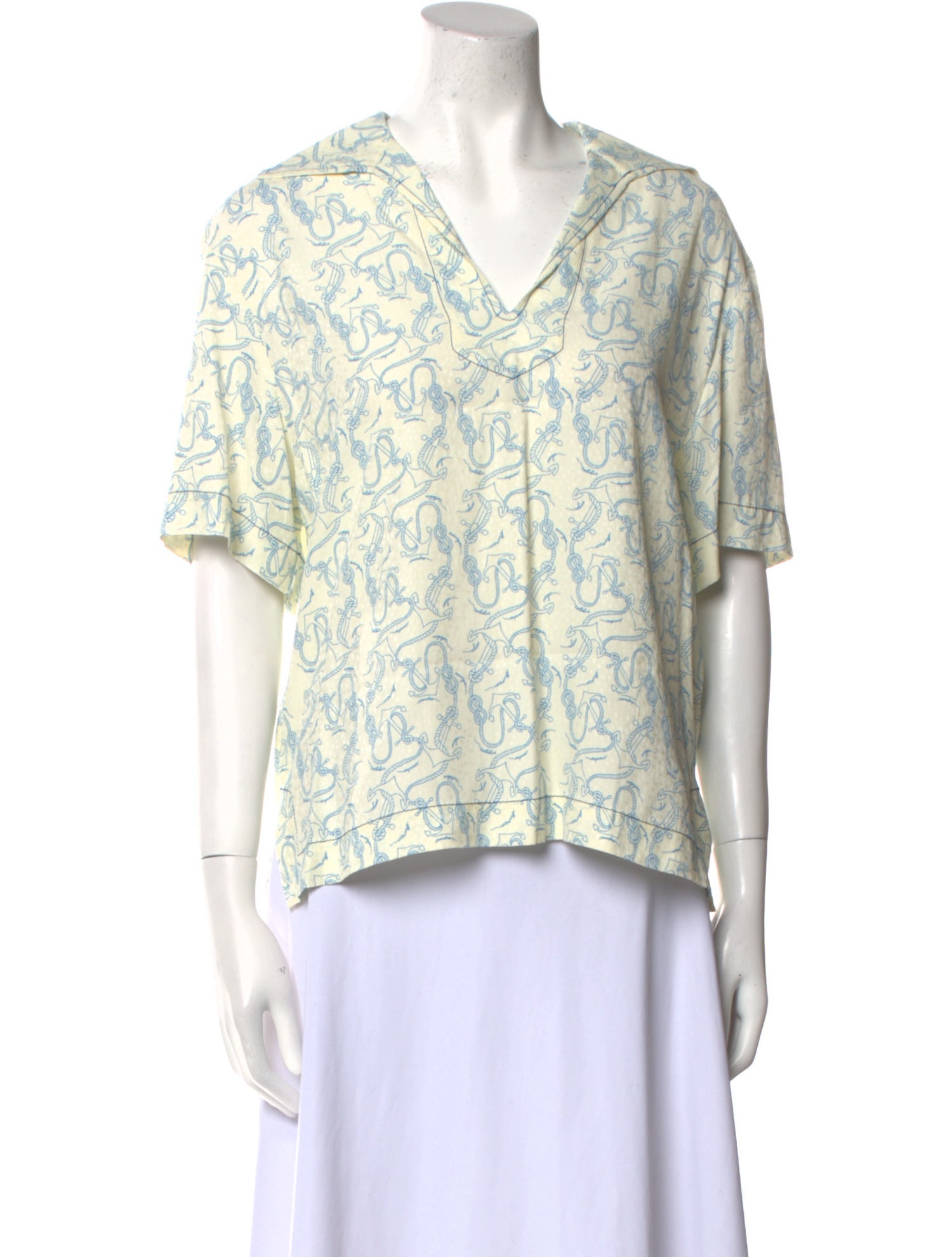 Sandro Printed V-Neck Button-Up Top