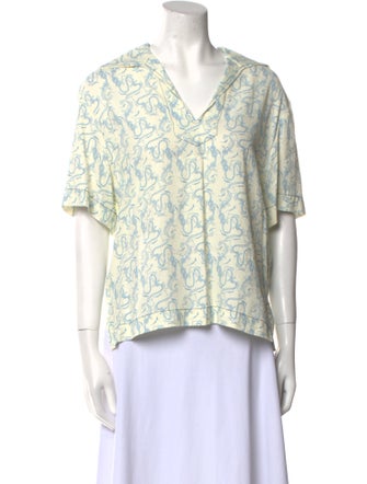 Sandro Printed V-Neck Button-Up Top