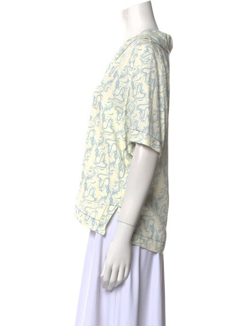 Sandro Printed V-Neck Button-Up Top