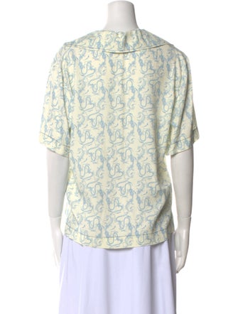 Sandro Printed V-Neck Button-Up Top