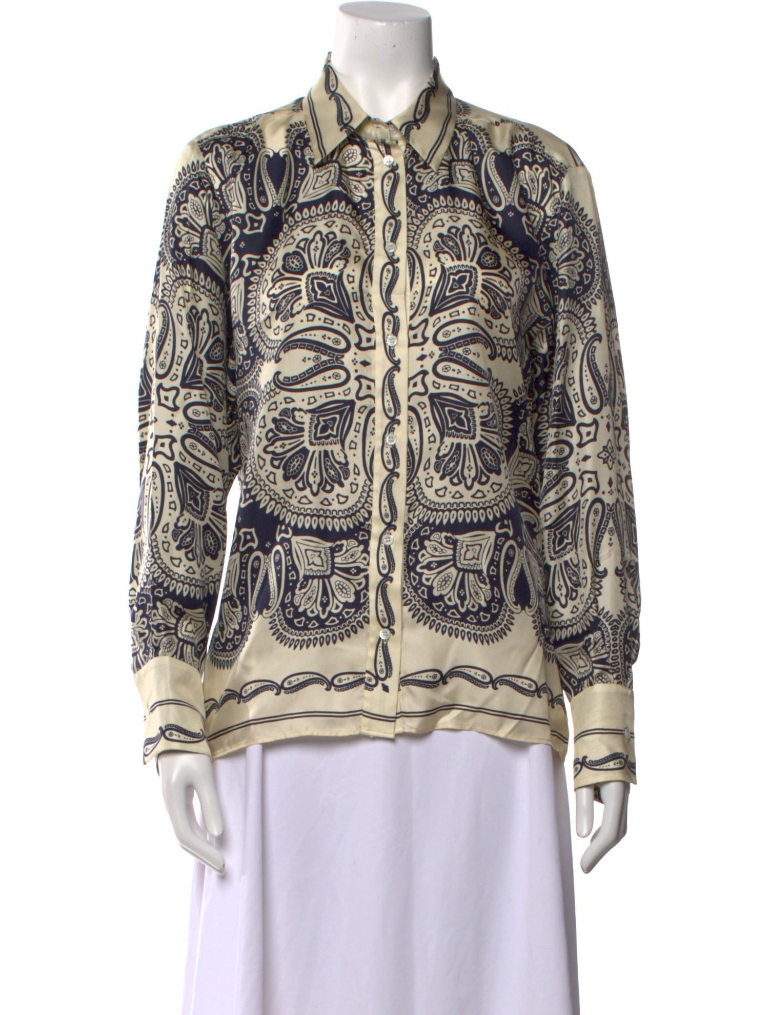 Sandro Silk Printed Button-Up Top