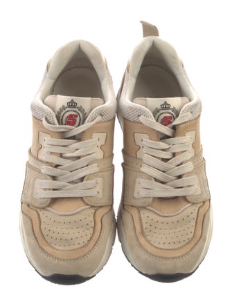 Sandro Leather Colorblock Pattern Sneakers