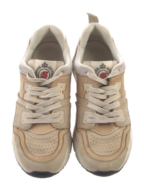 Sandro Leather Colorblock Pattern Sneakers