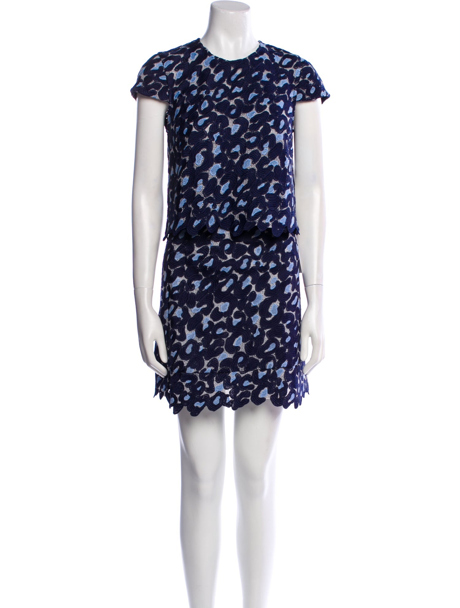 Sandro Printed Scalloped Accent Skirt Set