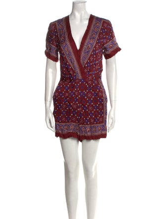 Sandro Printed V-Neck Romper