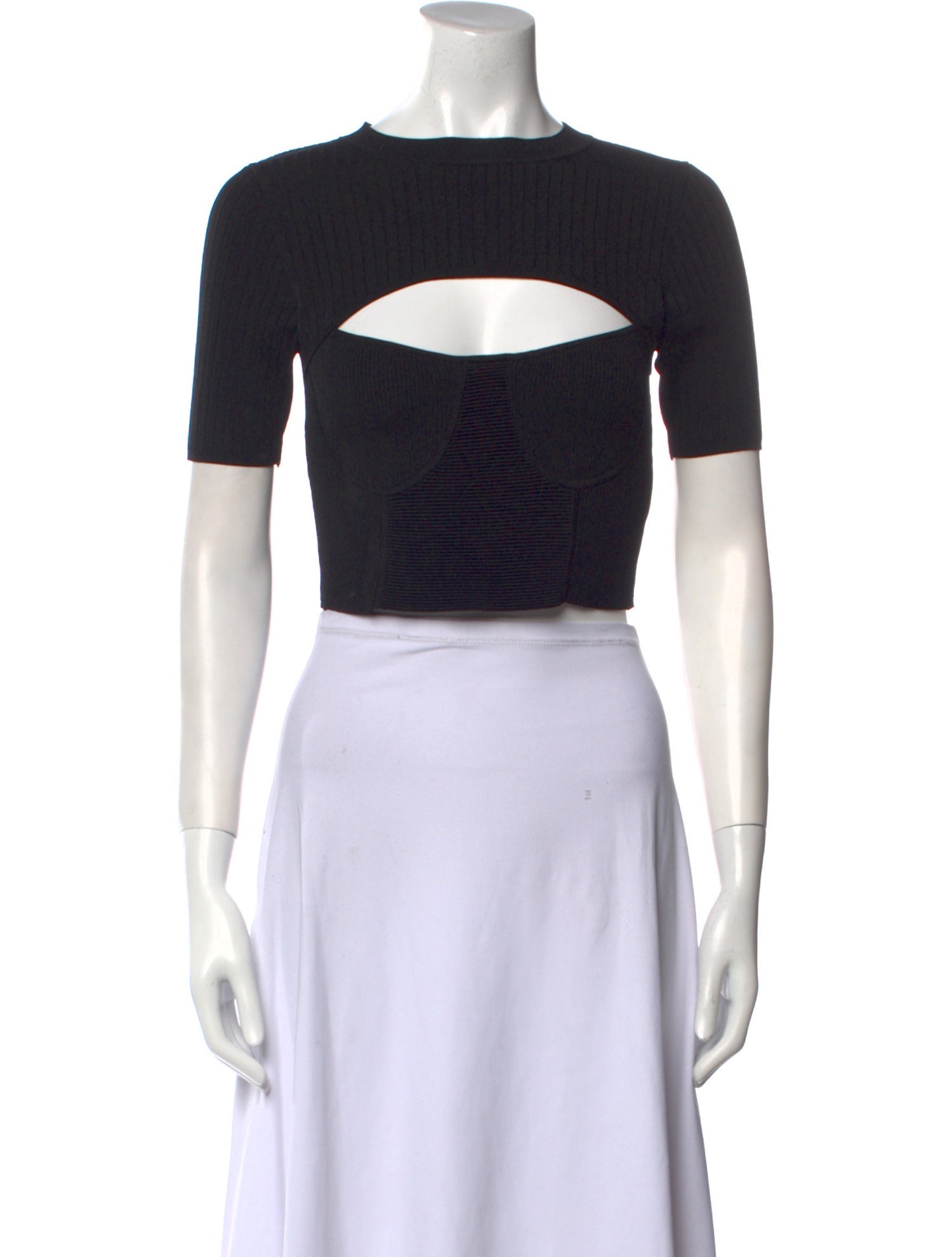 Sandro Bateau Neckline Short Sleeve Crop Top