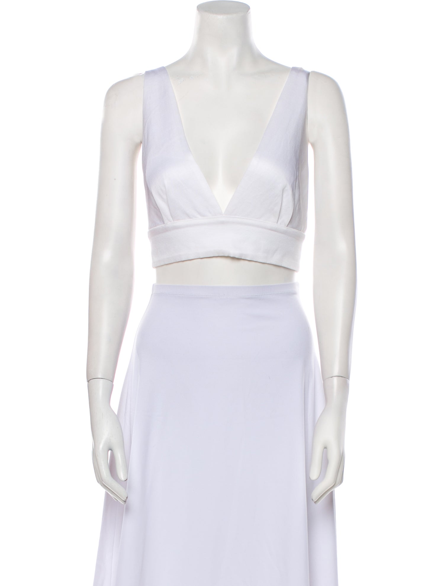 Sandro Plunge Neckline Sleeveless Crop Top