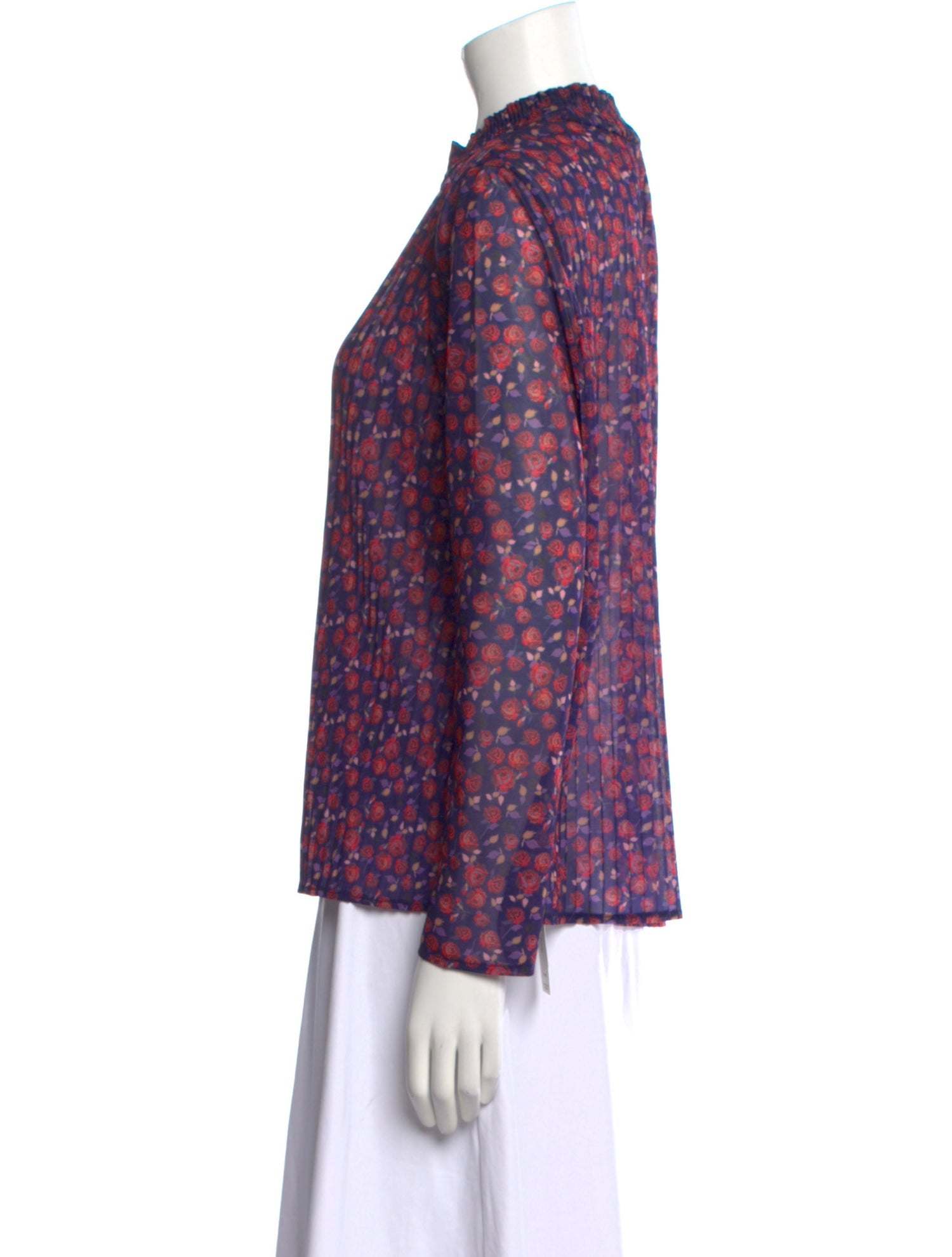 Sandro Floral Print Mock Neck Blouse