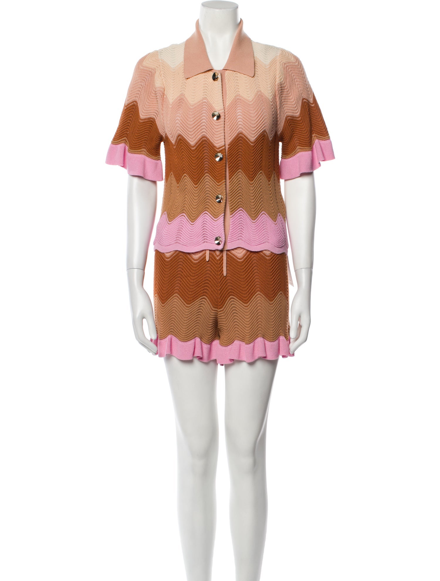 Sandro Colorblock Pattern Ruffle Embellishment Skirt Set