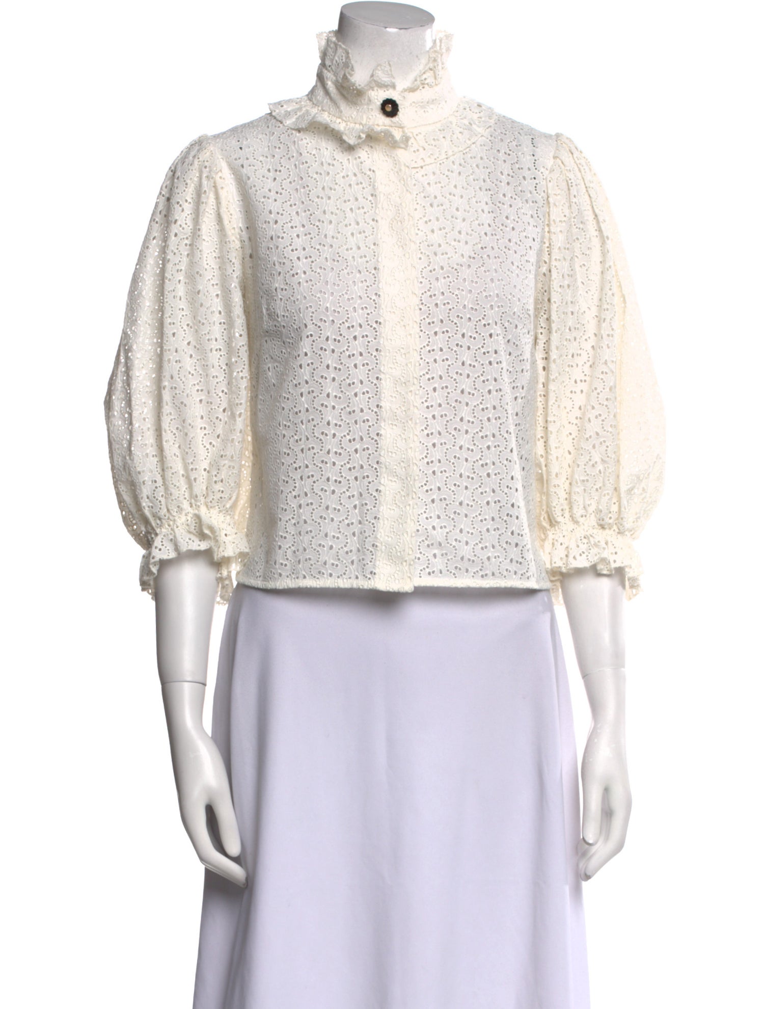 Sandro Lace Pattern Mock Neck Crop Top