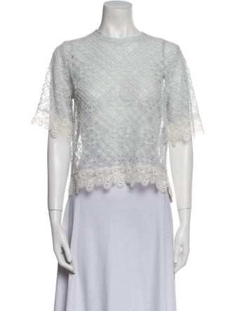 Sandro Crew Neck Short Sleeve Crop Top