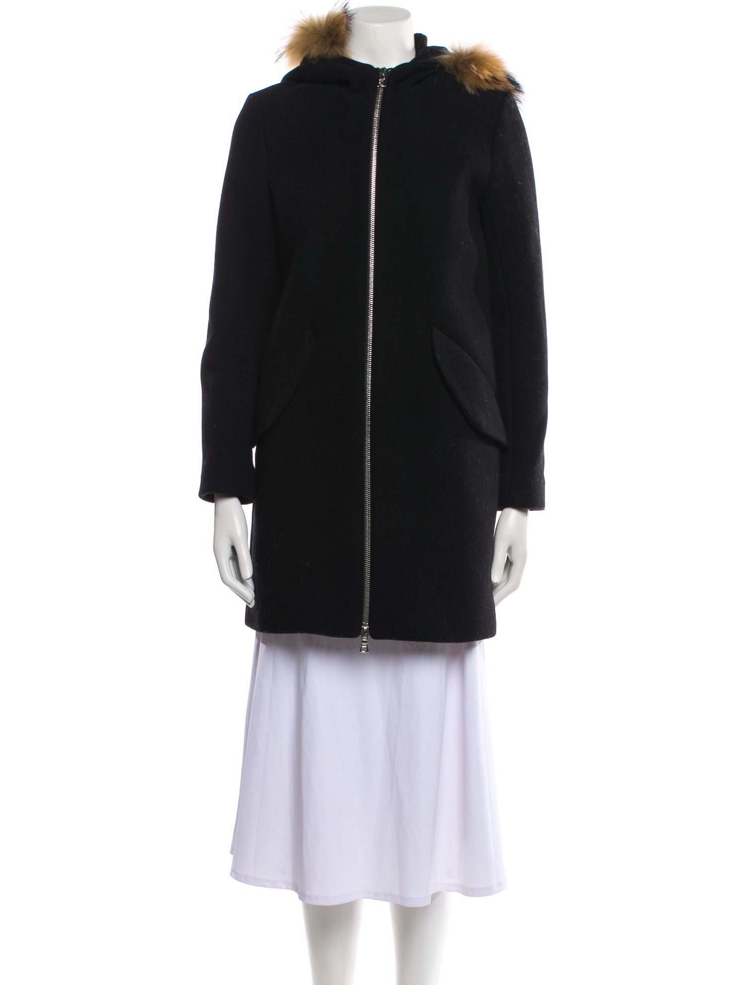 Sandro Wool Fur Coat