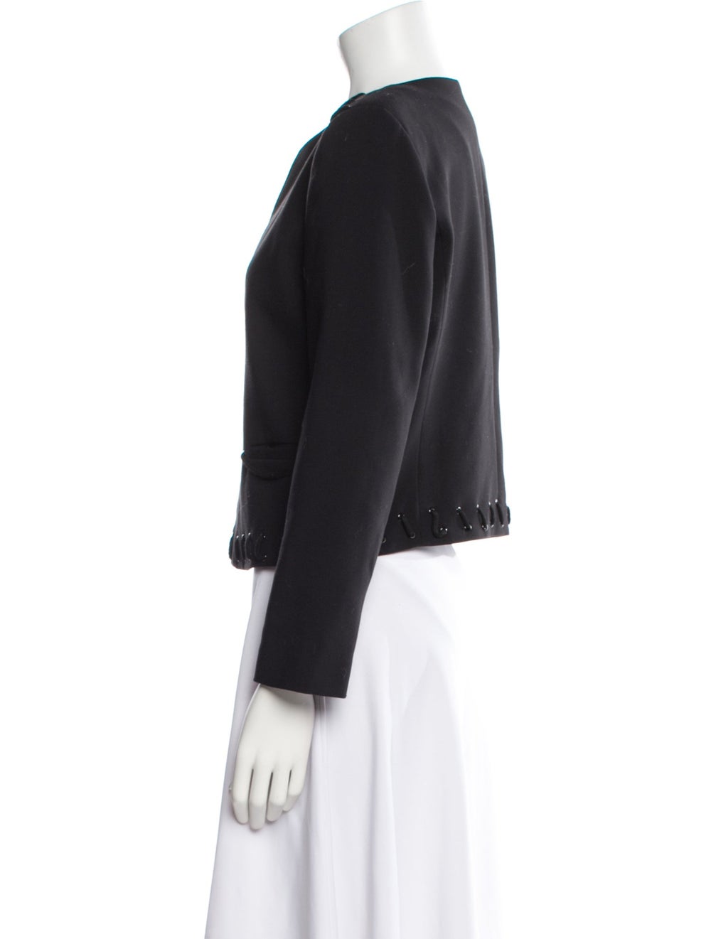 Sandro Wool Jacket Black Collarless Slit Pockets … - image 2