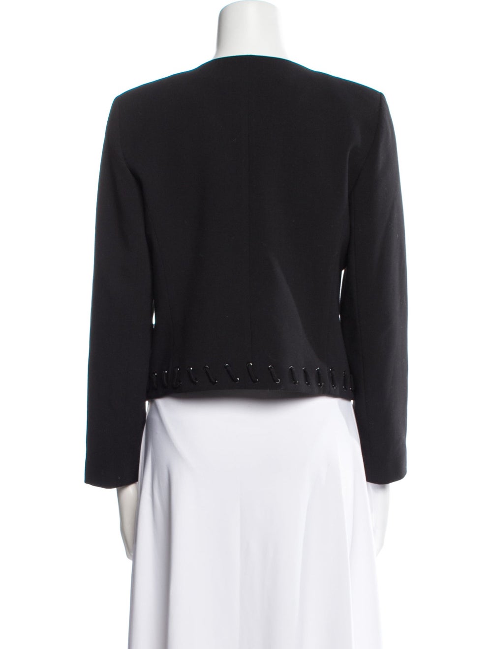 Sandro Wool Jacket Black Collarless Slit Pockets … - image 3