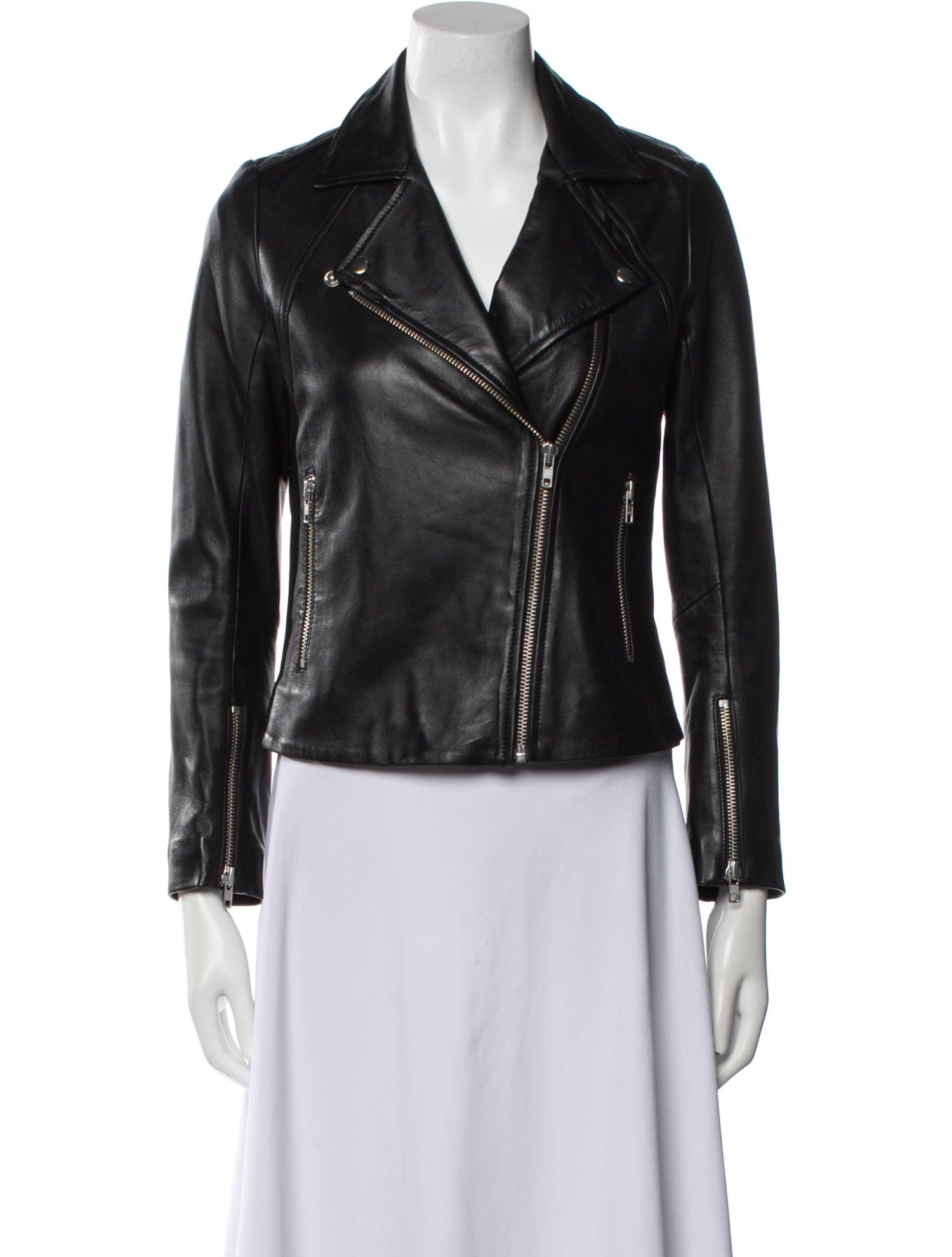 Sandro Lamb Leather Biker Jacket