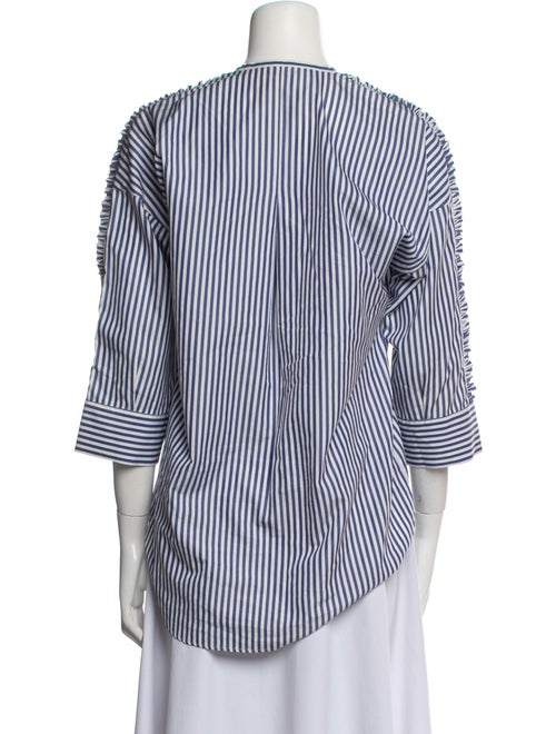 Sandro Striped Crew Neck Button-Up Top