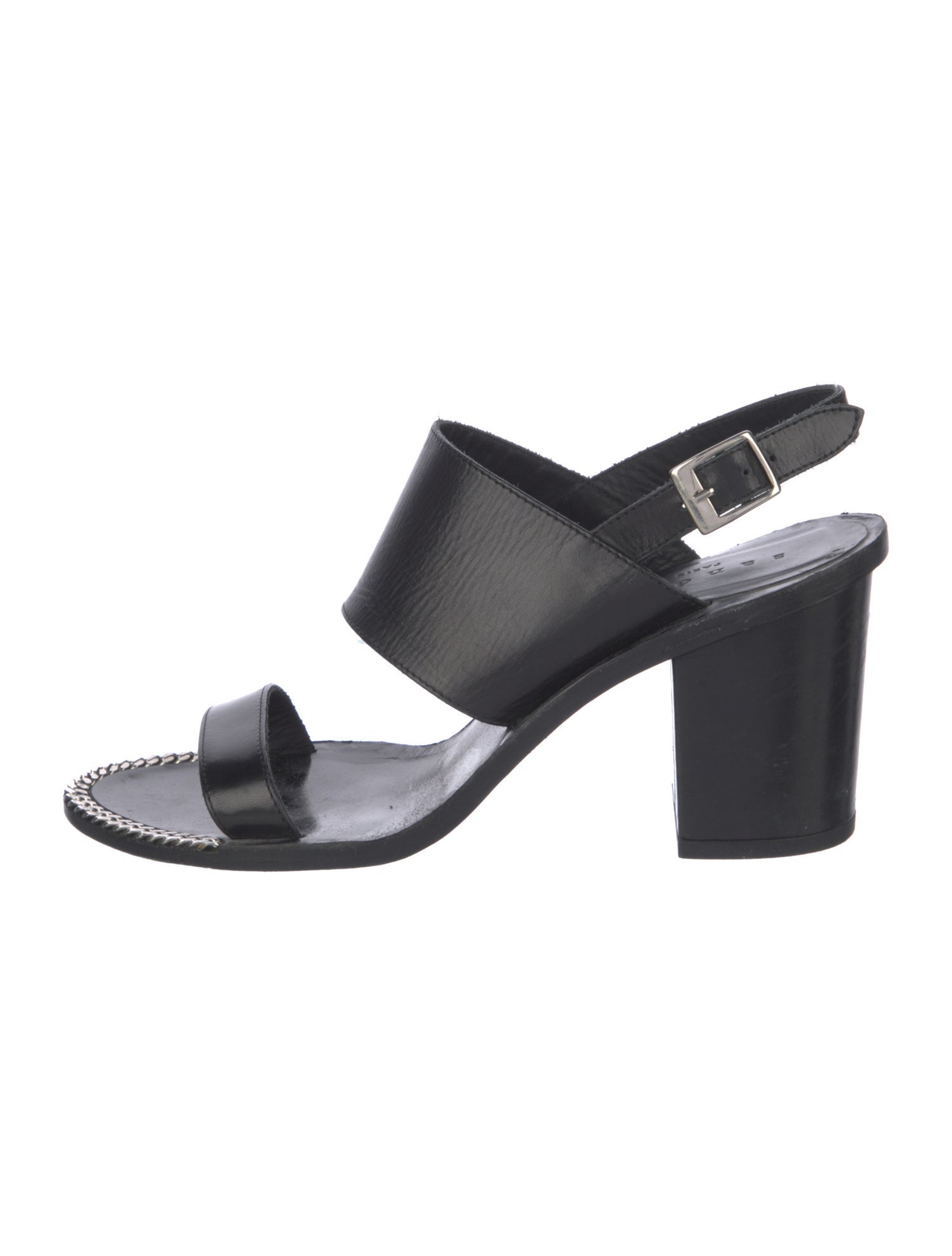 Sandro Leather Chain-Link Accents Slingback Sandals