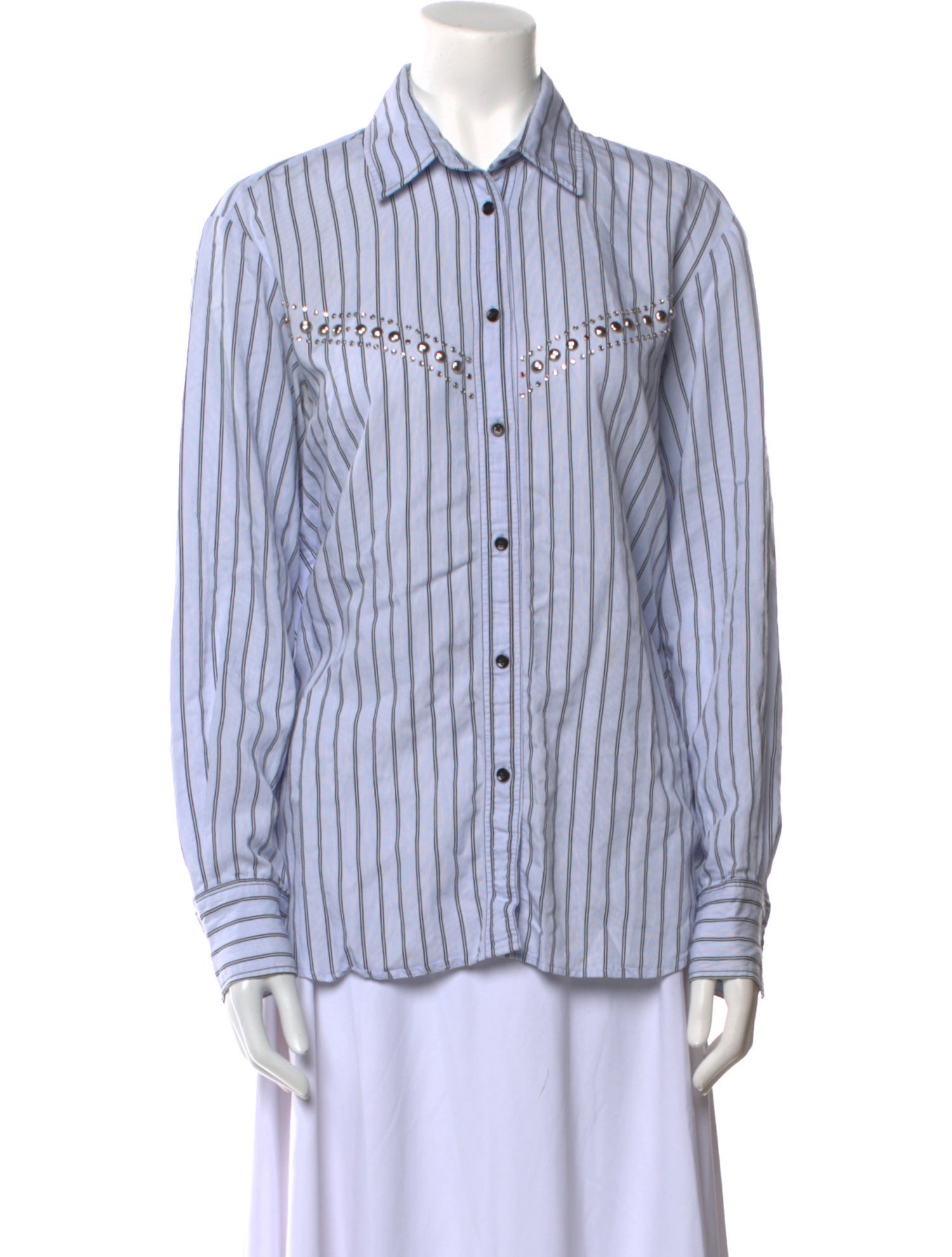 Sandro Striped Long Sleeve Button-Up Top