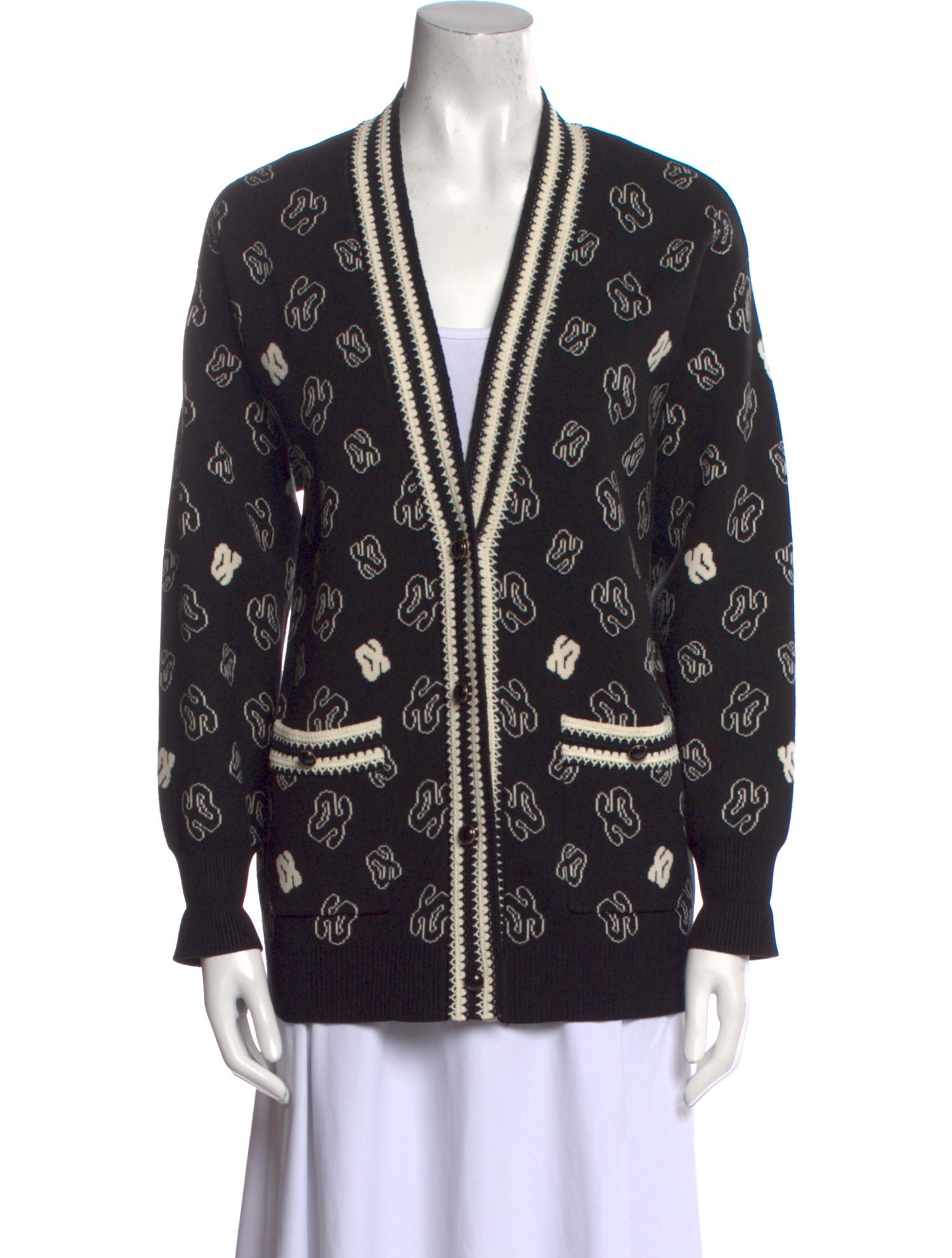 Sandro Printed V-Neck Sweater