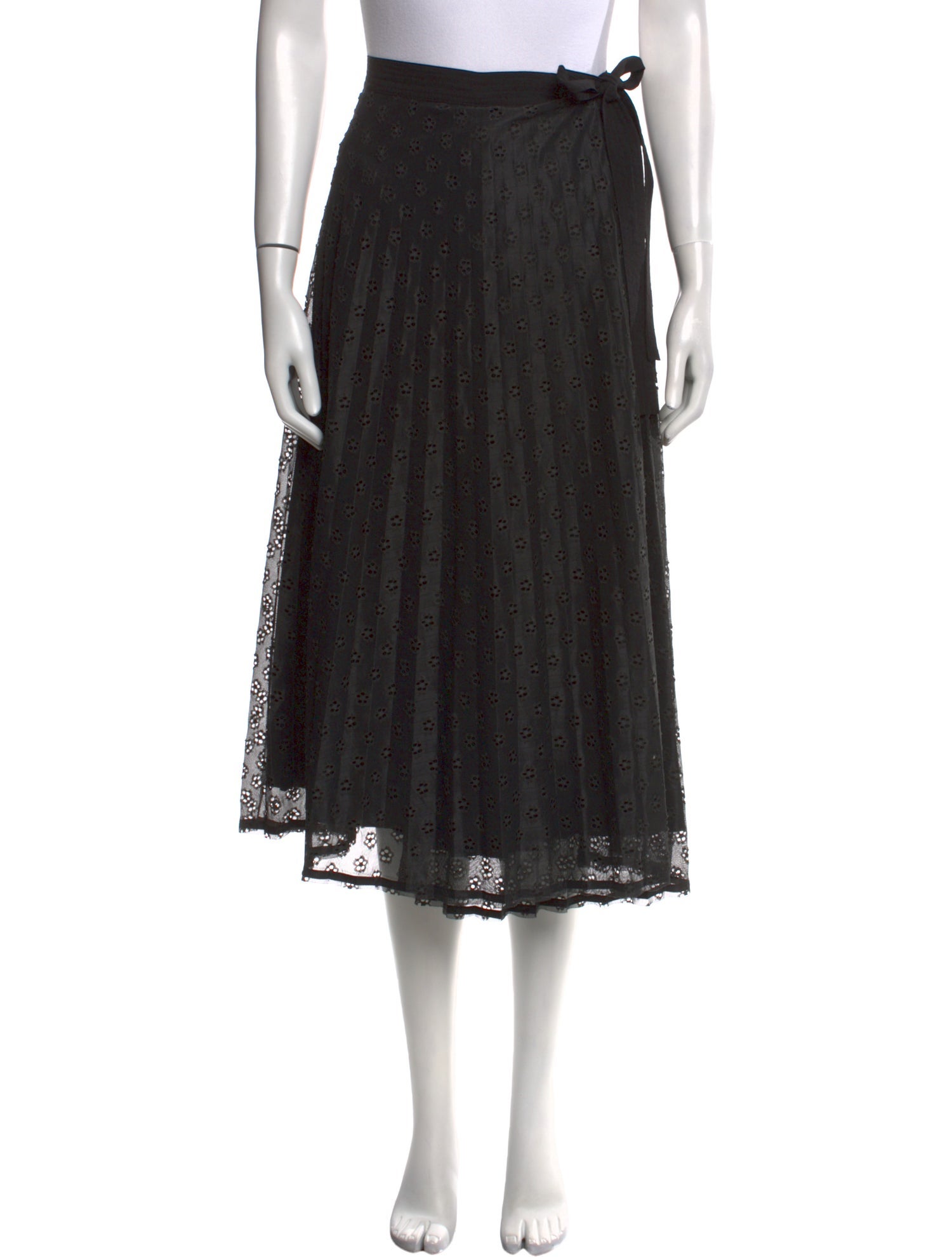 Sandro Eyelet Trim Midi Length Skirt