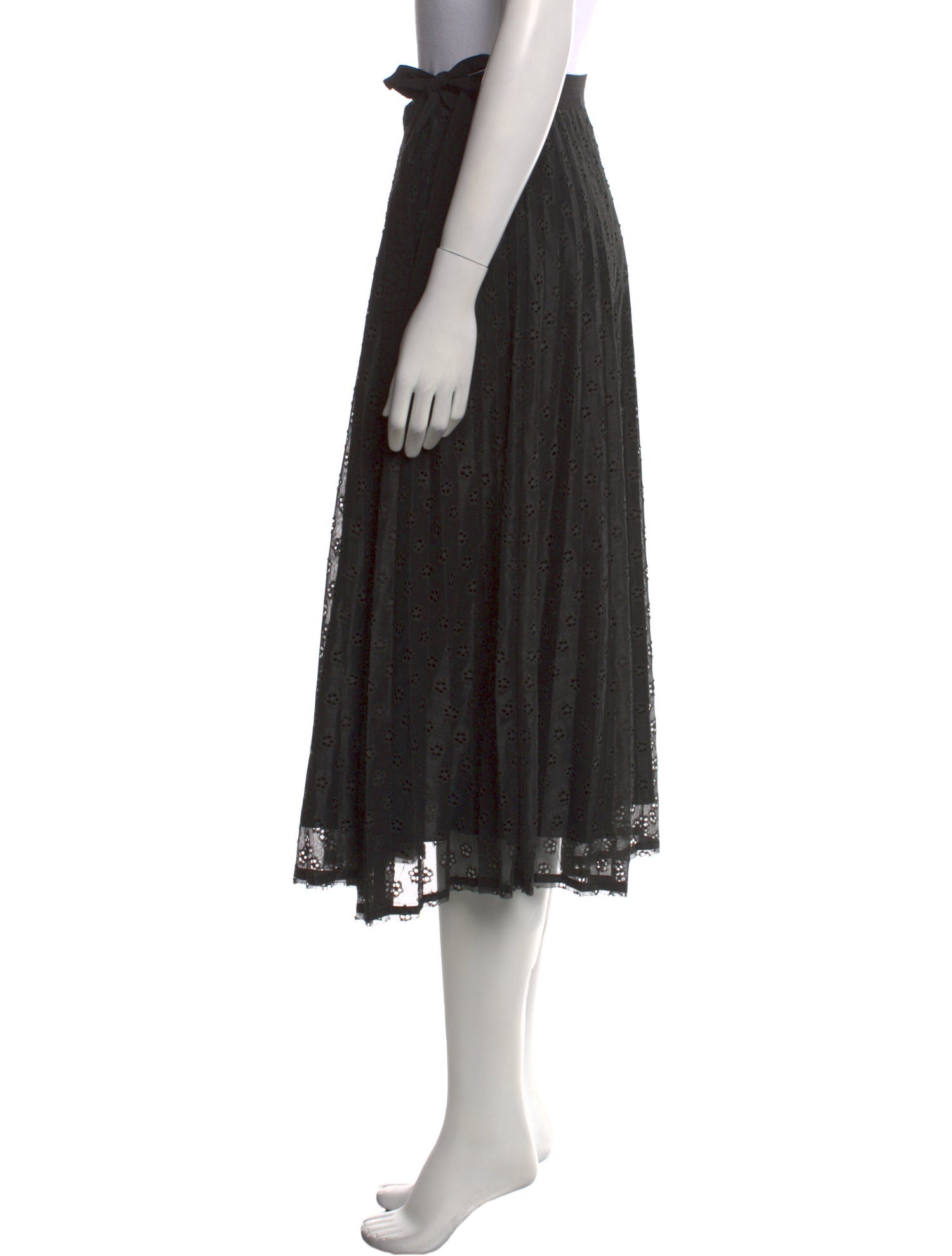 Sandro Eyelet Trim Midi Length Skirt