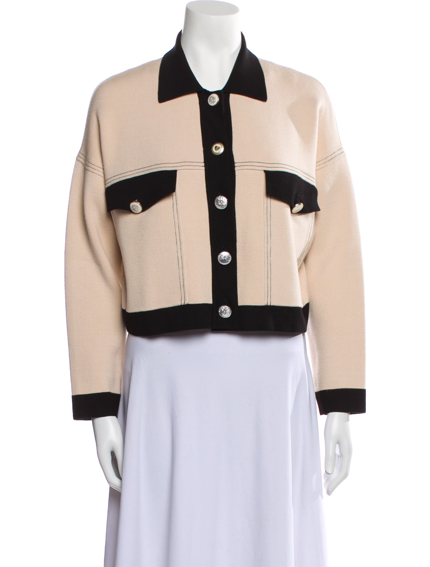 Sandro Colorblock Pattern Denim Jacket