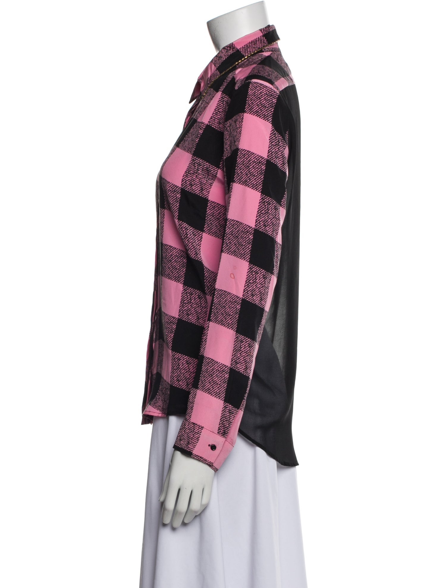 Sandro Silk Plaid Print Button-Up Top