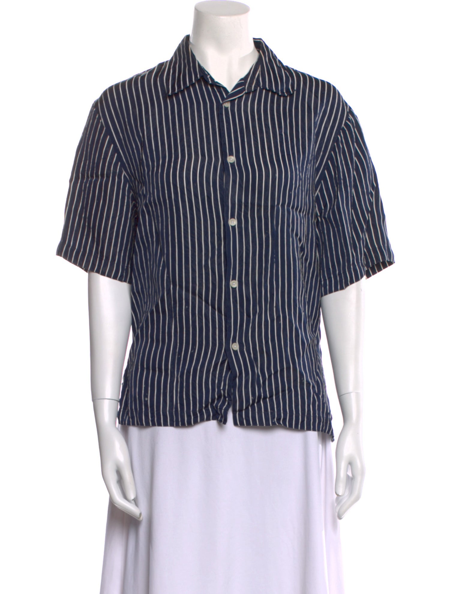 Sandro Striped Short Sleeve Button-Up Top