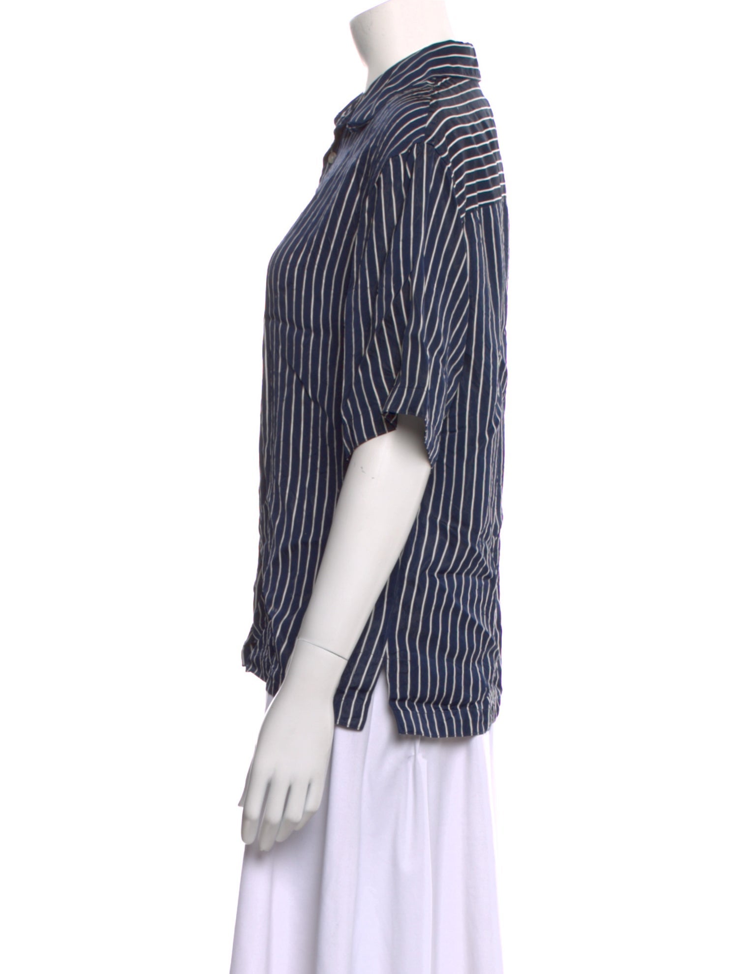 Sandro Striped Short Sleeve Button-Up Top