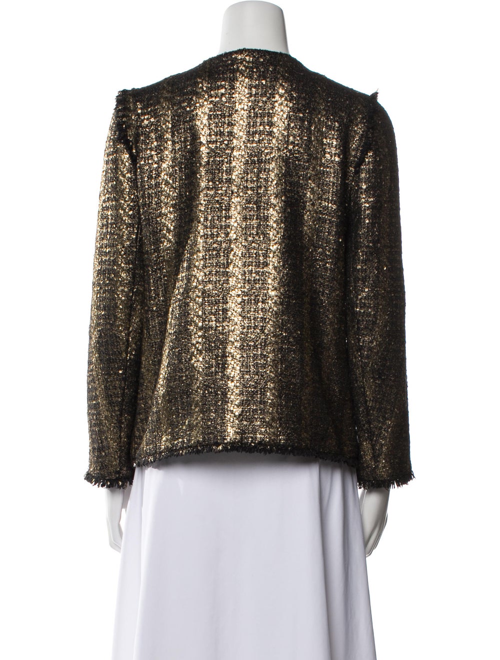 Sandro Evening Jacket Gold Tweed Pattern Chain-Li… - image 3