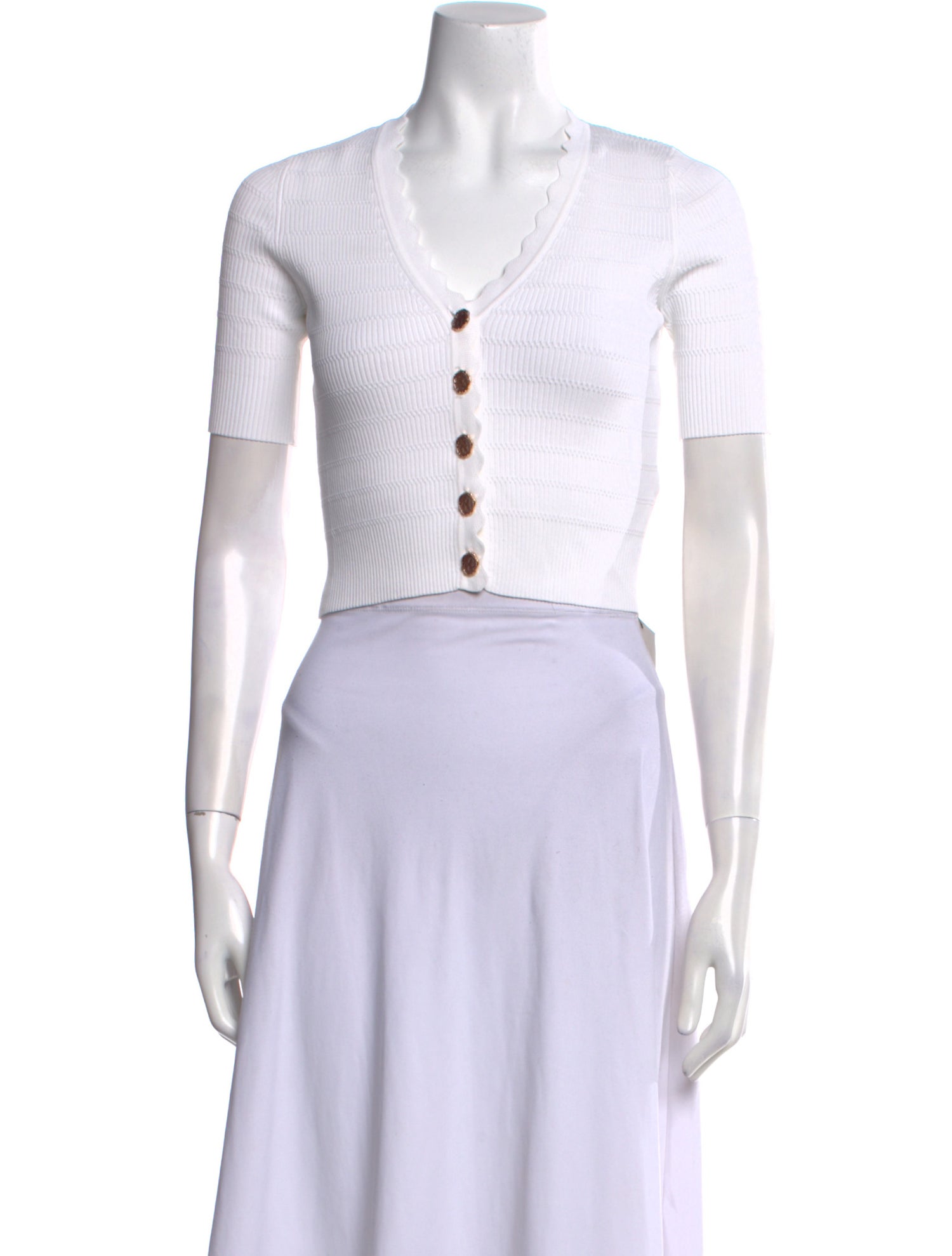 Sandro V-Neck Short Sleeve Crop Top