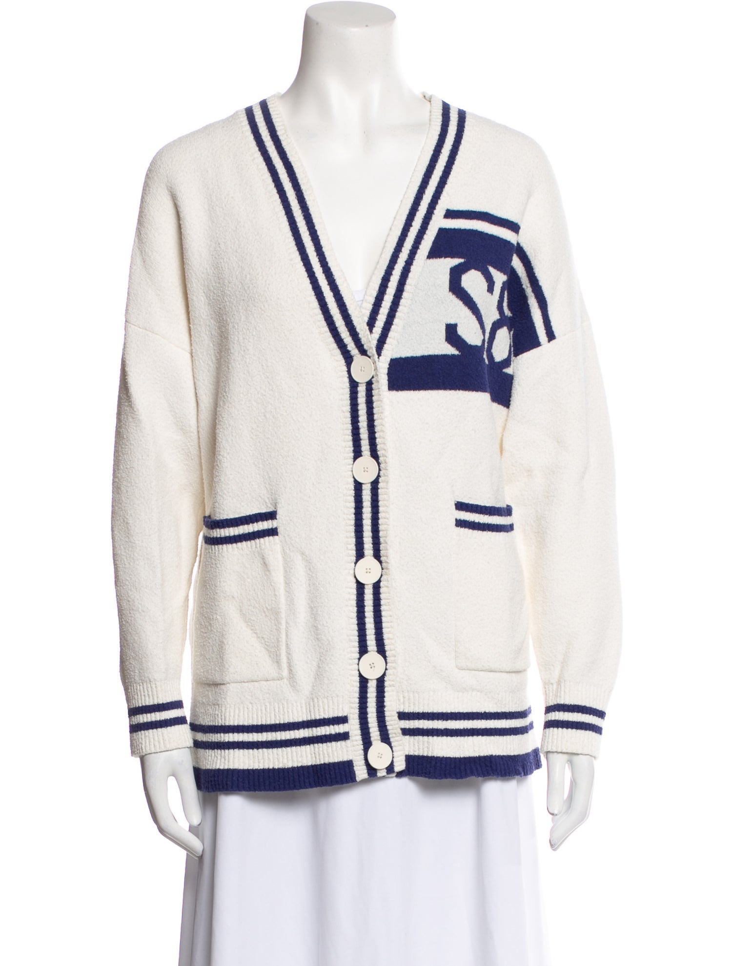 Sandro Striped V-Neck Sweater