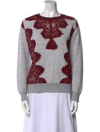 Sandro Printed Crew Neck Sweater