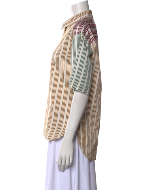 Sandro Striped Short Sleeve Button-Up Top