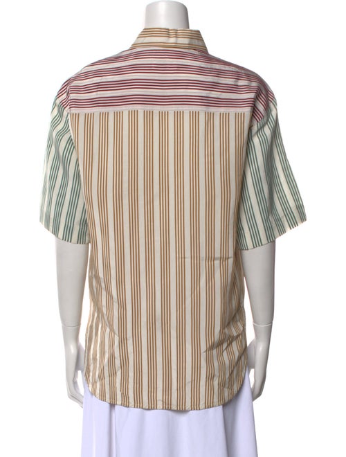 Sandro Striped Short Sleeve Button-Up Top