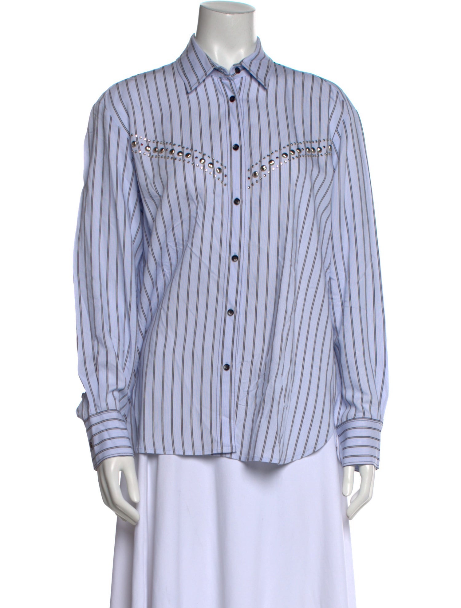 Sandro Striped Long Sleeve Button-Up Top