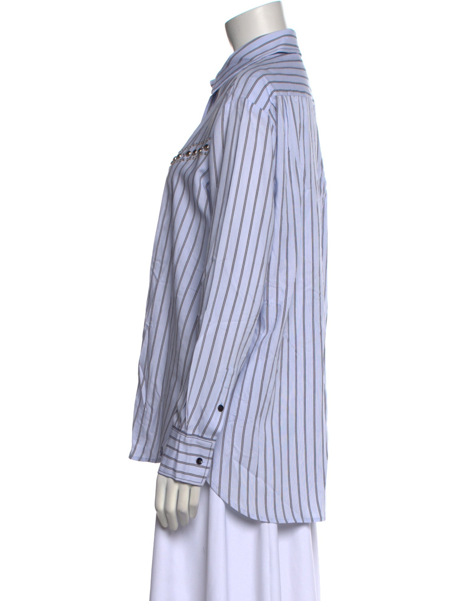 Sandro Striped Long Sleeve Button-Up Top