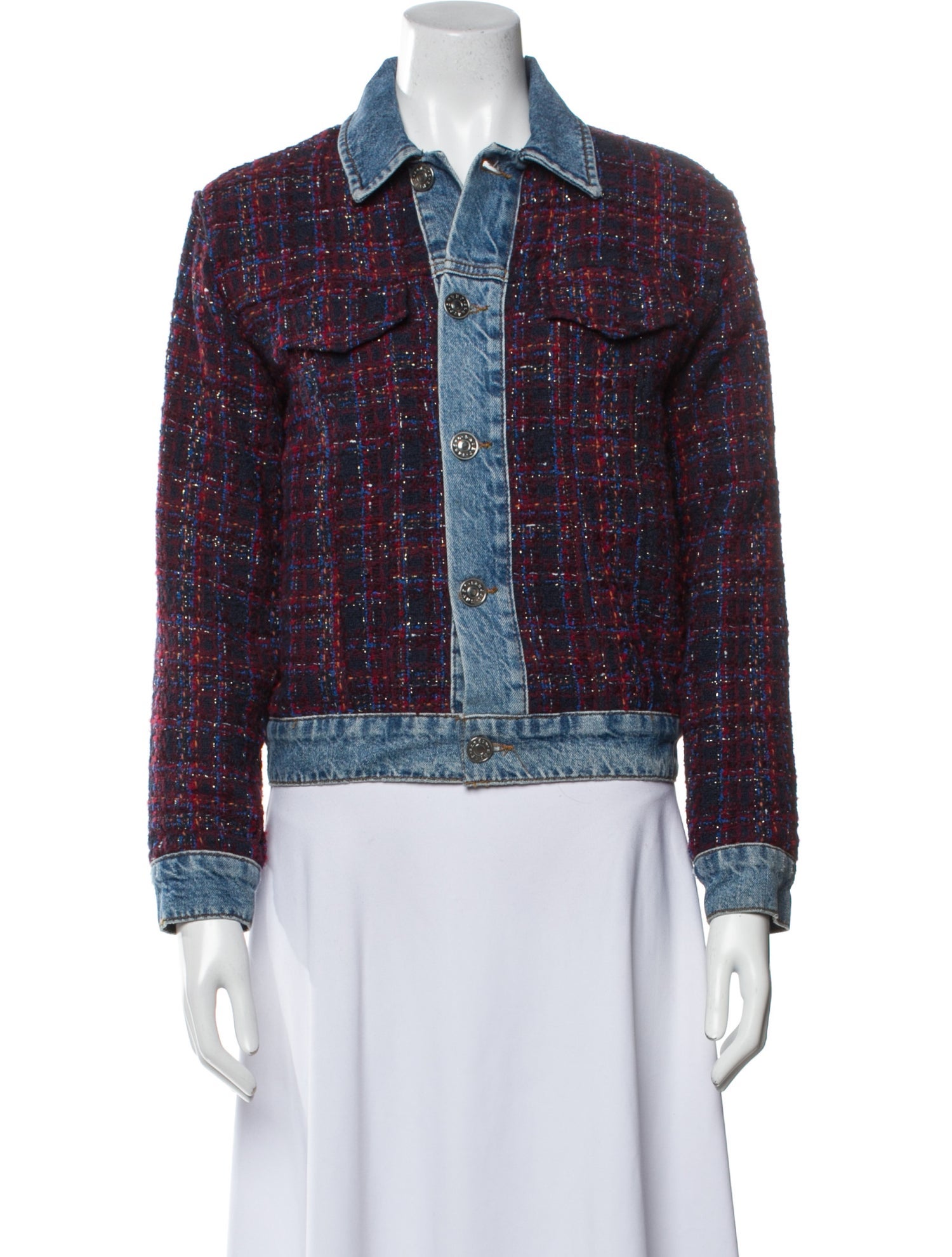 Sandro Tweed Pattern Denim Jacket