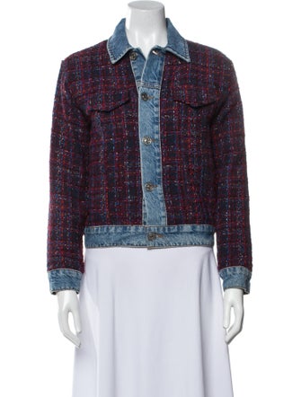 Sandro Tweed Pattern Denim Jacket