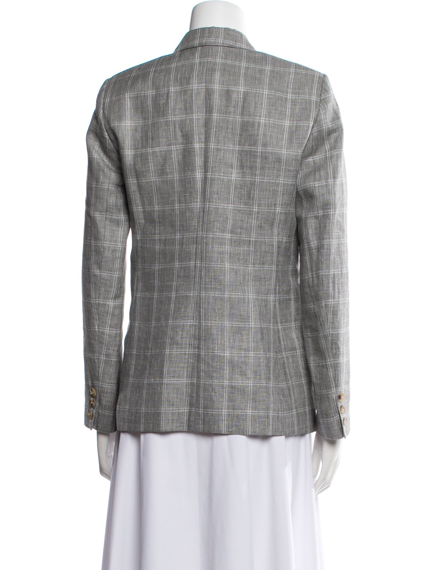 Linen Plaid Print Blazer