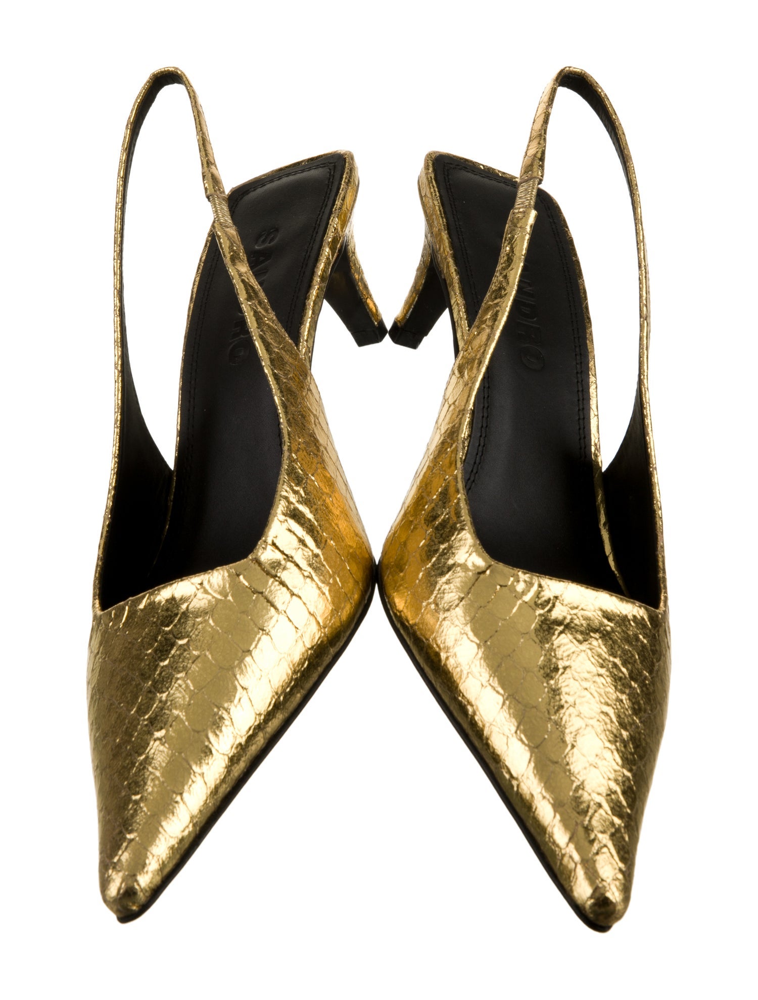 Sandro Embossed Leather Slingback Pumps