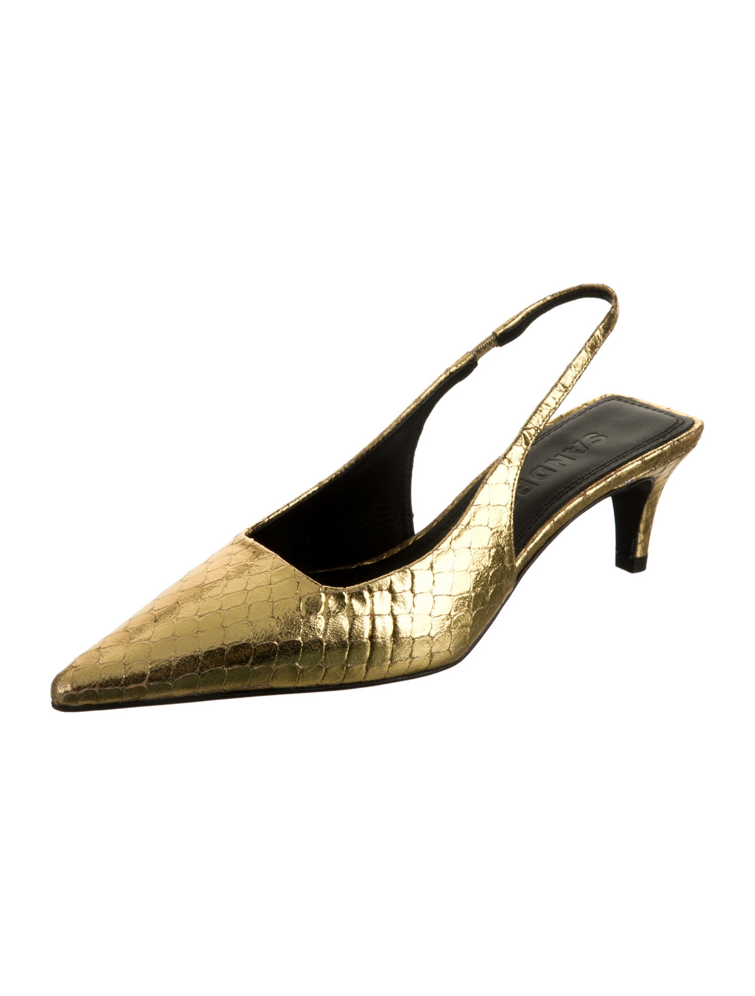 Sandro Embossed Leather Slingback Pumps