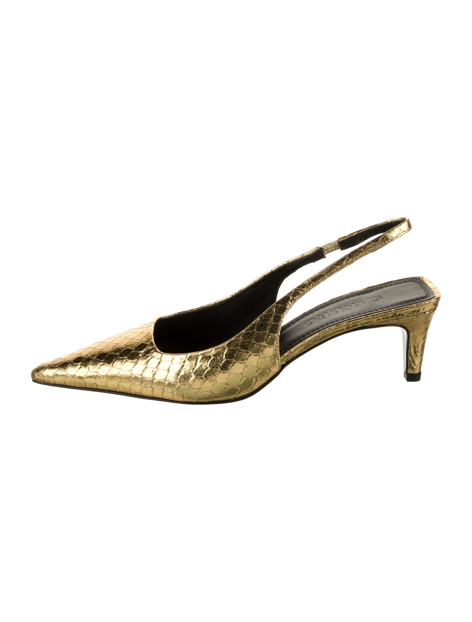 Sandro Embossed Leather Slingback Pumps w/ Tags