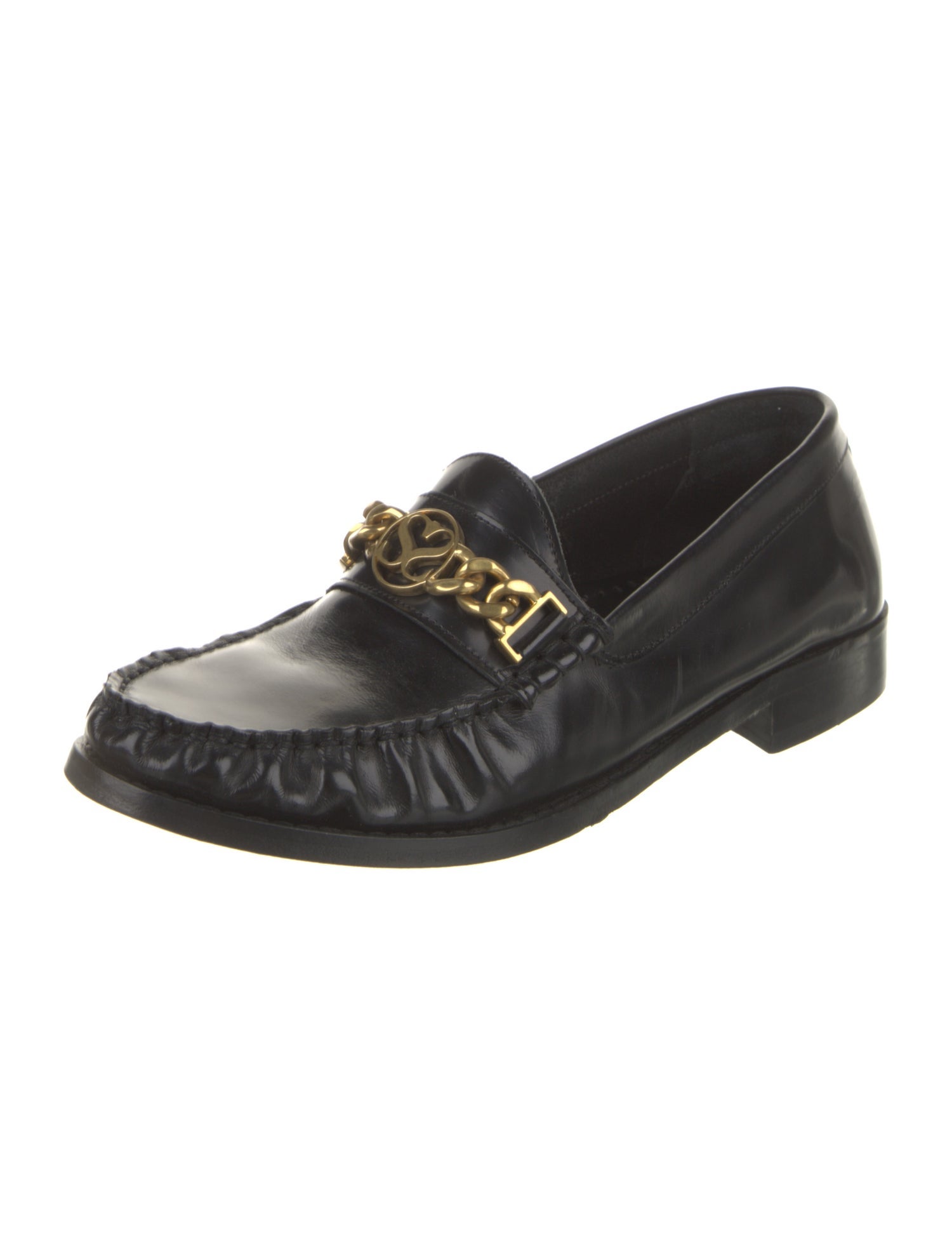 Sandro Leather Chain-Link Accents Loafers