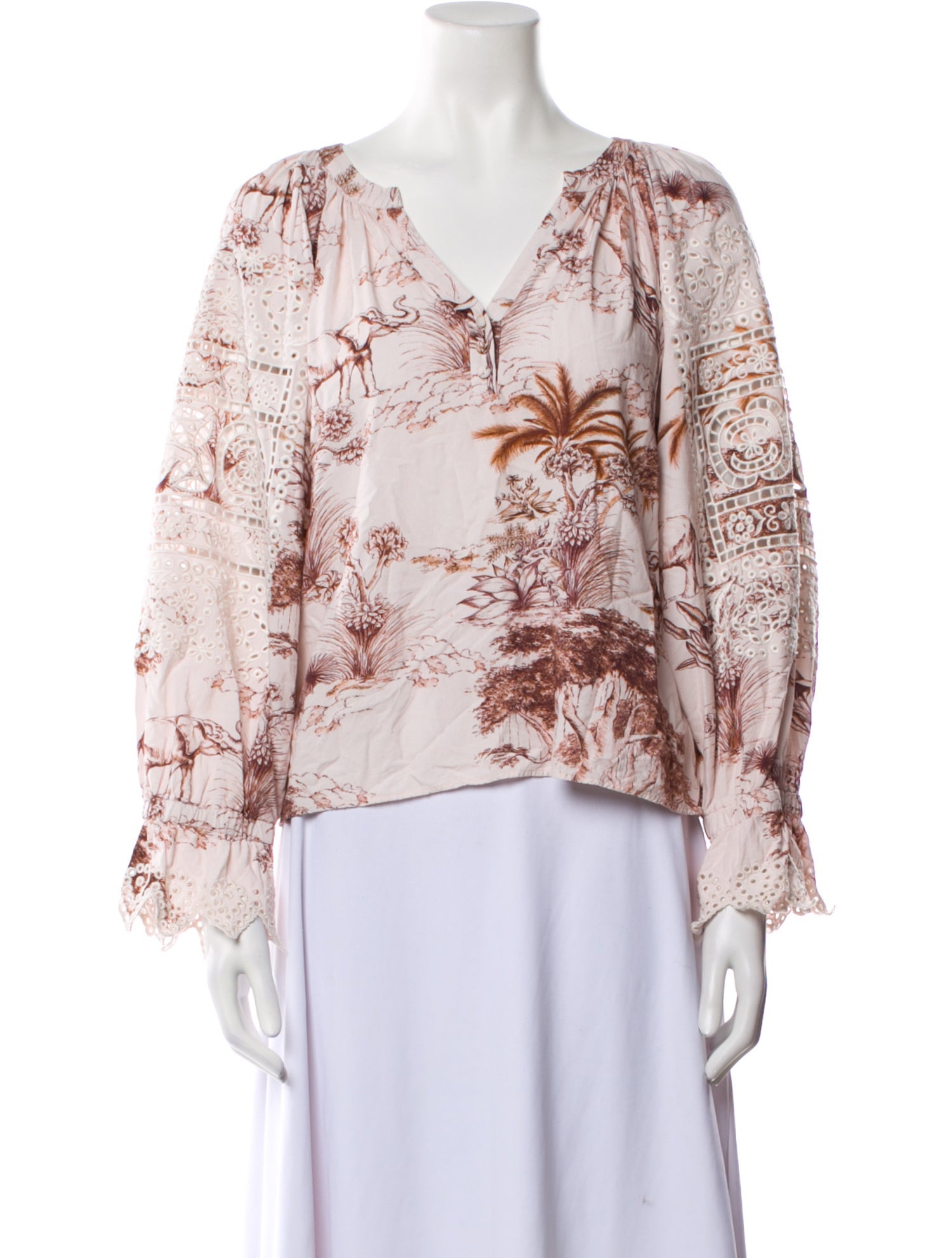 Sandro Floral Print V-Neck Blouse