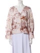Sandro Floral Print V-Neck Blouse