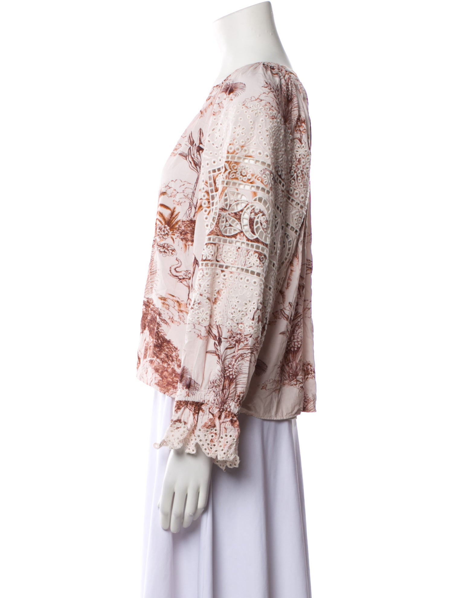 Sandro Floral Print V-Neck Blouse