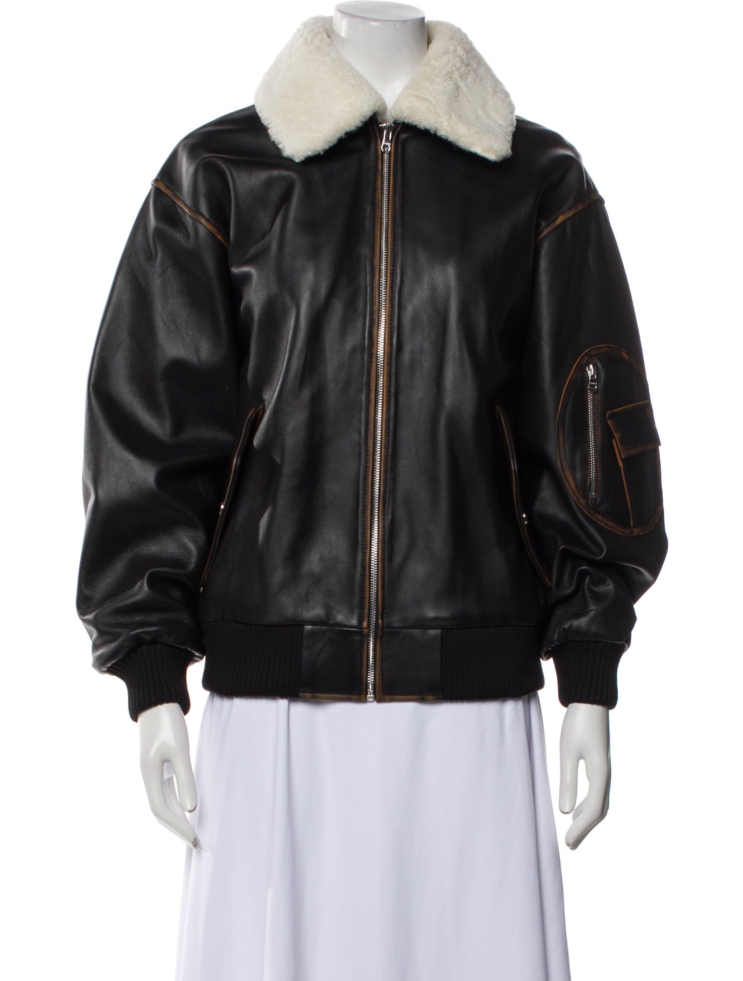 Sandro Leather Bomber Jacket w/ Tags